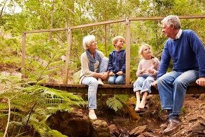 grandkids playing with their grandparents